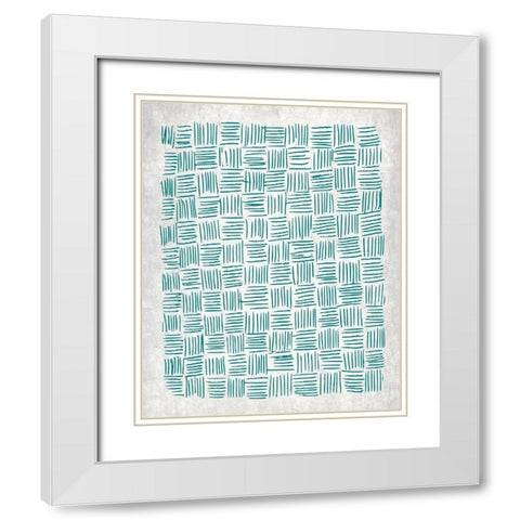 Teal Crosshatched 1 White Modern Wood Framed Art Print with Double Matting by Kimberly, Allen