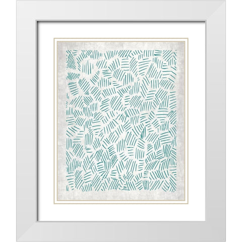 Teal Crosshatched 3 White Modern Wood Framed Art Print with Double Matting by Kimberly, Allen