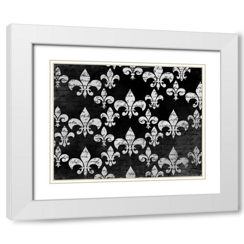 Black and White Fleur White Modern Wood Framed Art Print with Double Matting by Kimberly, Allen