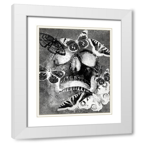 Flower Skull White White Modern Wood Framed Art Print with Double Matting by Kimberly, Allen