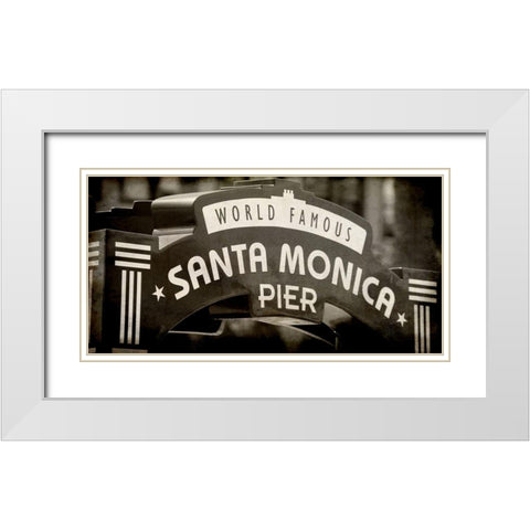 Santa Monica Pier White Modern Wood Framed Art Print with Double Matting by Kimberly, Allen