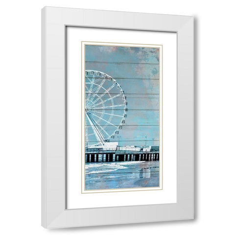 A Day at the Beach 2 White Modern Wood Framed Art Print with Double Matting by Kimberly, Allen