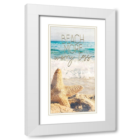 Starfish Beach 1 v2 White Modern Wood Framed Art Print with Double Matting by Kimberly, Allen