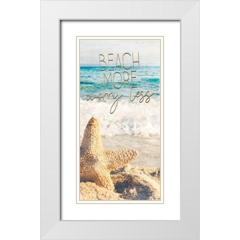 Starfish Beach 1 v2 White Modern Wood Framed Art Print with Double Matting by Kimberly, Allen