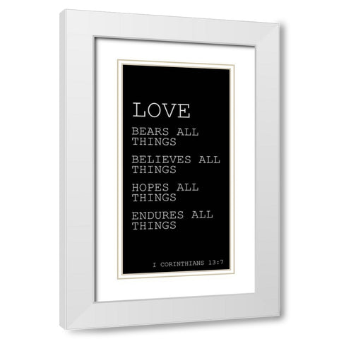Love Endures White Modern Wood Framed Art Print with Double Matting by Kimberly, Allen
