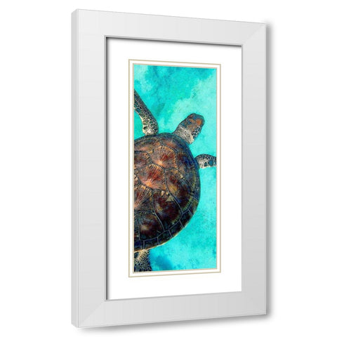 Sea Turtle 2 White Modern Wood Framed Art Print with Double Matting by Allen, Kimberly