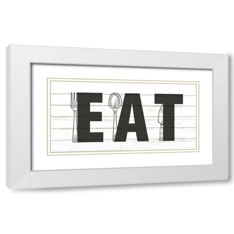 EAT White Modern Wood Framed Art Print with Double Matting by Allen, Kimberly