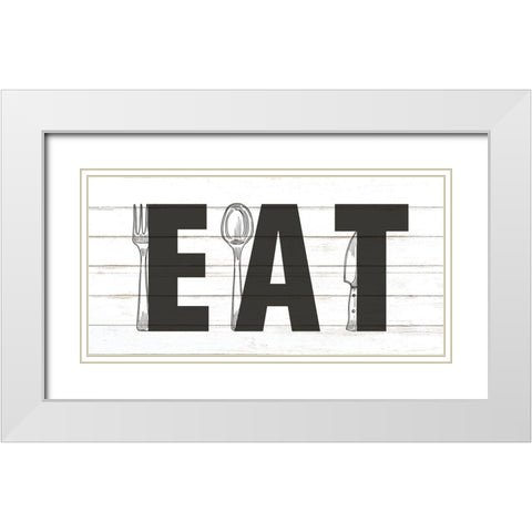 EAT White Modern Wood Framed Art Print with Double Matting by Allen, Kimberly