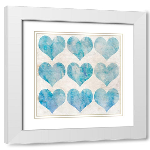 Watercolor Hearts 1 White Modern Wood Framed Art Print with Double Matting by Allen, Kimberly