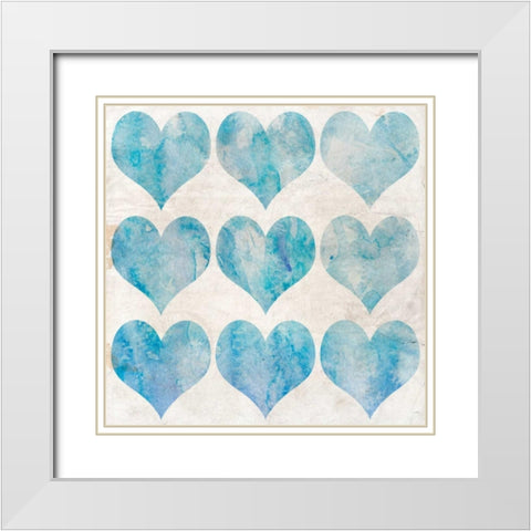 Watercolor Hearts 1 White Modern Wood Framed Art Print with Double Matting by Allen, Kimberly
