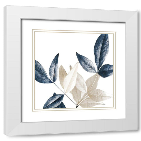 Midnight Leaves 2 White Modern Wood Framed Art Print with Double Matting by Kimberly, Allen