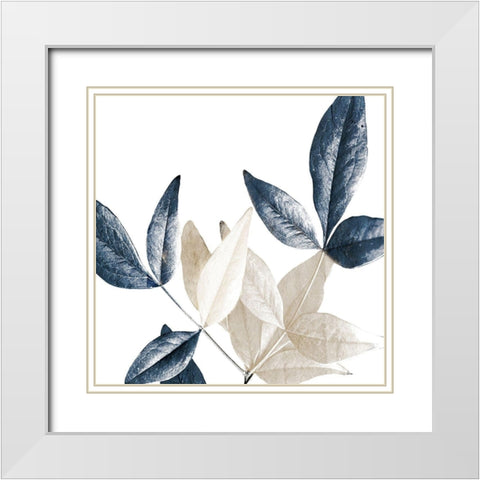 Midnight Leaves 2 White Modern Wood Framed Art Print with Double Matting by Kimberly, Allen
