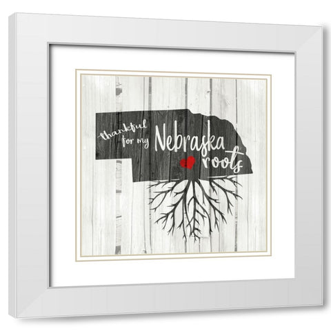 Nebraska Roots White Modern Wood Framed Art Print with Double Matting by Kimberly, Allen