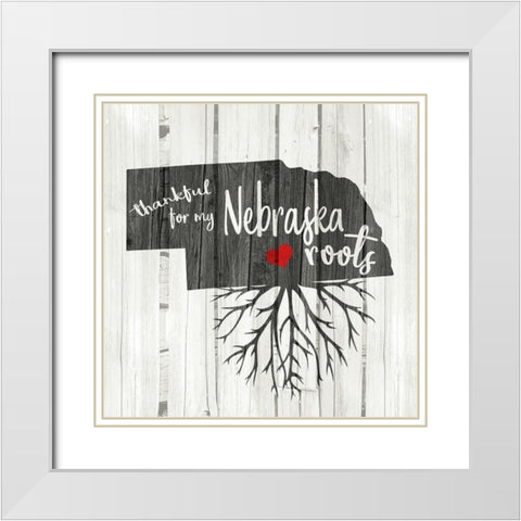 Nebraska Roots White Modern Wood Framed Art Print with Double Matting by Kimberly, Allen