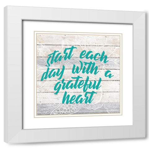Grateful Heart White Modern Wood Framed Art Print with Double Matting by Kimberly, Allen