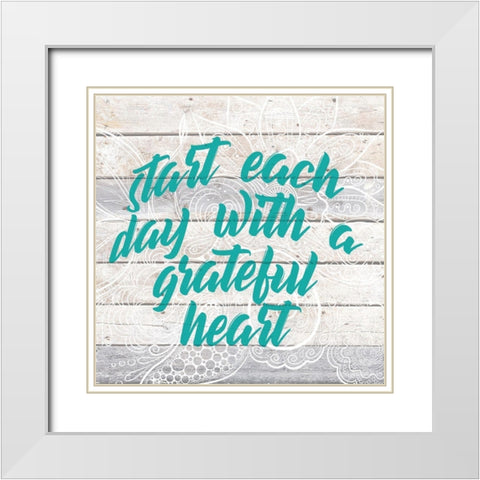 Grateful Heart White Modern Wood Framed Art Print with Double Matting by Kimberly, Allen