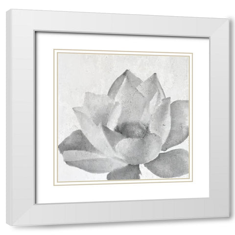 Lotus 3 White Modern Wood Framed Art Print with Double Matting by Kimberly, Allen