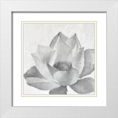 Lotus 3 White Modern Wood Framed Art Print with Double Matting by Kimberly, Allen
