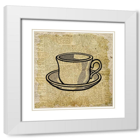 Coffee On Print 1 White Modern Wood Framed Art Print with Double Matting by Allen, Kimberly