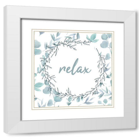 Blue Bath 1 White Modern Wood Framed Art Print with Double Matting by Kimberly, Allen