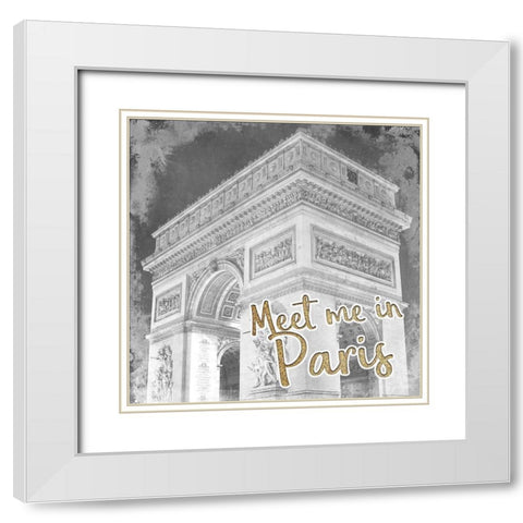 Meet Me in Paris 1 White Modern Wood Framed Art Print with Double Matting by Kimberly, Allen