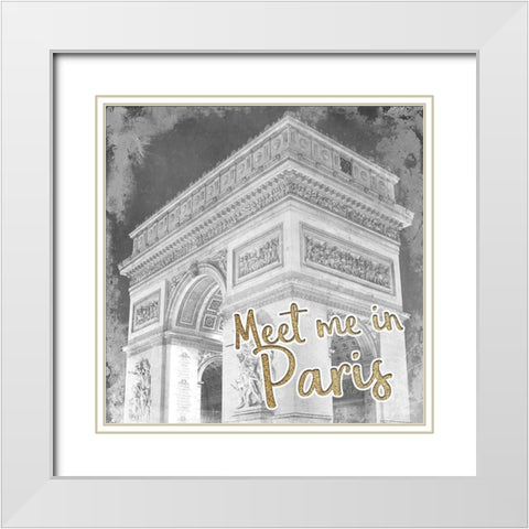 Meet Me in Paris 1 White Modern Wood Framed Art Print with Double Matting by Kimberly, Allen