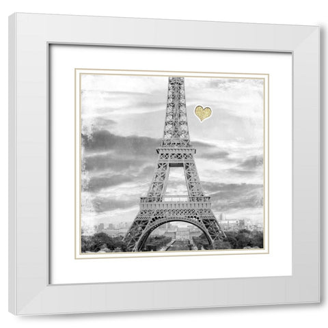 Meet Me in Paris 2 White Modern Wood Framed Art Print with Double Matting by Kimberly, Allen