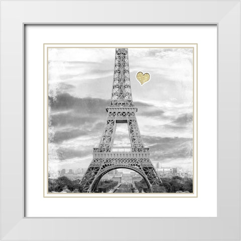 Meet Me in Paris 2 White Modern Wood Framed Art Print with Double Matting by Kimberly, Allen