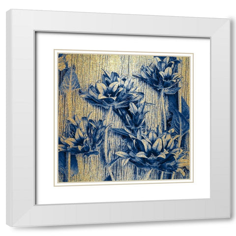Indigo Gold 2 White Modern Wood Framed Art Print with Double Matting by Kimberly, Allen