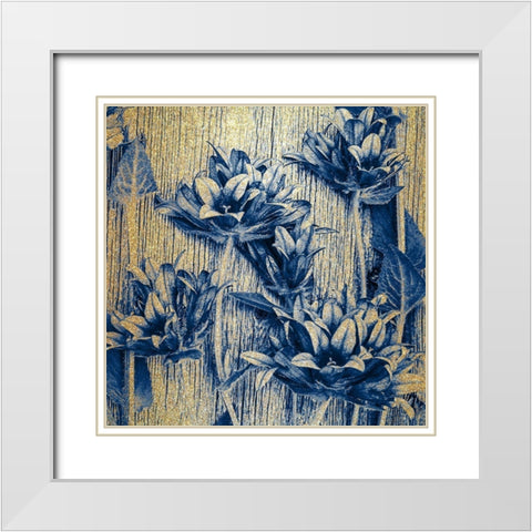 Indigo Gold 2 White Modern Wood Framed Art Print with Double Matting by Kimberly, Allen