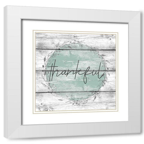 Thankful White Modern Wood Framed Art Print with Double Matting by Kimberly, Allen