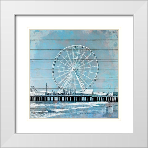A Day at The Beach White Modern Wood Framed Art Print with Double Matting by Kimberly, Allen