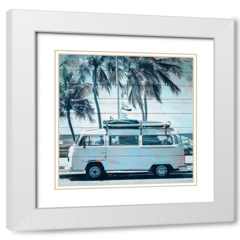 A Day at The Beach 3 White Modern Wood Framed Art Print with Double Matting by Kimberly, Allen