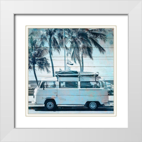 A Day at The Beach 3 White Modern Wood Framed Art Print with Double Matting by Kimberly, Allen