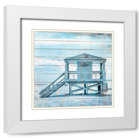 A Day at The Beach 4 White Modern Wood Framed Art Print with Double Matting by Kimberly, Allen