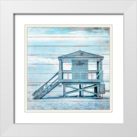 A Day at The Beach 4 White Modern Wood Framed Art Print with Double Matting by Kimberly, Allen