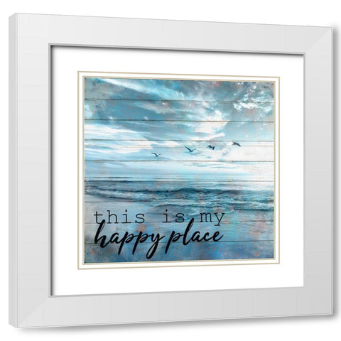 A Day at The Beach 5 White Modern Wood Framed Art Print with Double Matting by Kimberly, Allen
