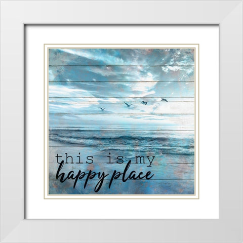 A Day at The Beach 5 White Modern Wood Framed Art Print with Double Matting by Kimberly, Allen