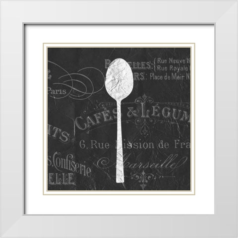 Utensils 3 White Modern Wood Framed Art Print with Double Matting by Kimberly, Allen