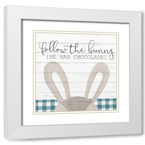 Follow the Bunny White Modern Wood Framed Art Print with Double Matting by Kimberly, Allen