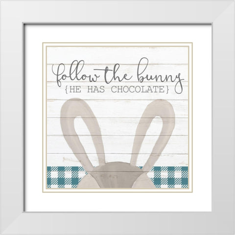 Follow the Bunny White Modern Wood Framed Art Print with Double Matting by Kimberly, Allen
