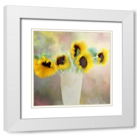Sunny Bouquet White Modern Wood Framed Art Print with Double Matting by Kimberly, Allen
