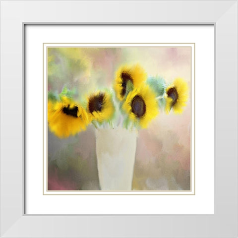 Sunny Bouquet White Modern Wood Framed Art Print with Double Matting by Kimberly, Allen