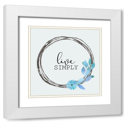 Blue Hues 5 White Modern Wood Framed Art Print with Double Matting by Kimberly, Allen