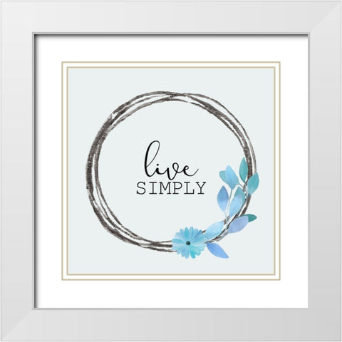 Blue Hues 5 White Modern Wood Framed Art Print with Double Matting by Kimberly, Allen