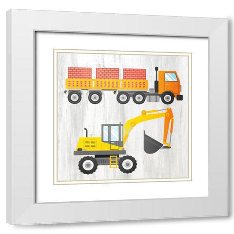 Tractor and Trucks 3 v2 White Modern Wood Framed Art Print with Double Matting by Kimberly, Allen
