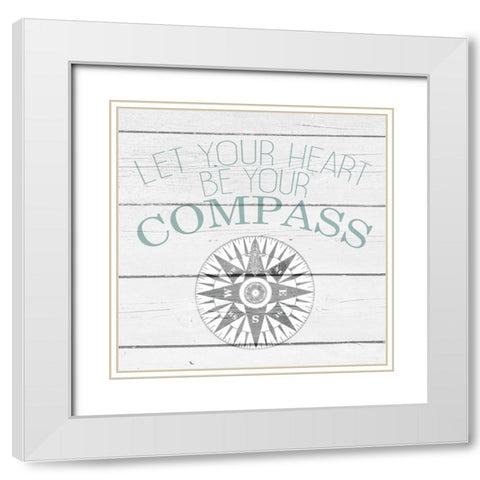 Your Compass and Anchor 2 White Modern Wood Framed Art Print with Double Matting by Kimberly, Allen