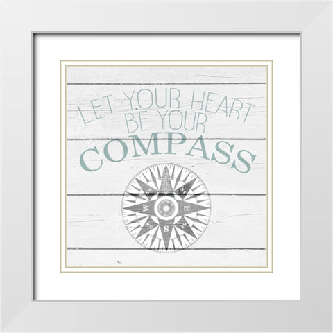 Your Compass and Anchor 2 White Modern Wood Framed Art Print with Double Matting by Kimberly, Allen