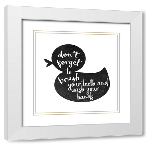 Bath Rules 2 White Modern Wood Framed Art Print with Double Matting by Kimberly, Allen