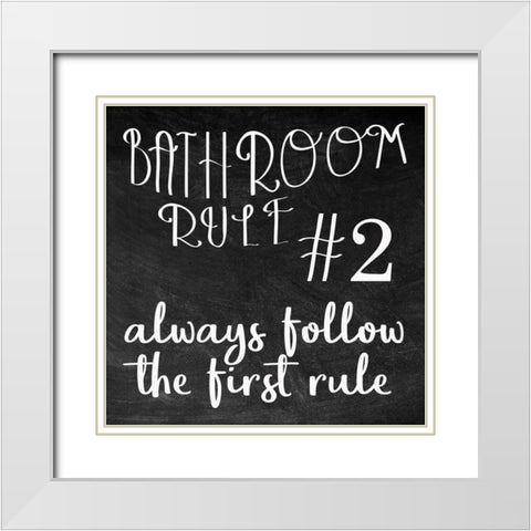 Bath Rules 3 White Modern Wood Framed Art Print with Double Matting by Kimberly, Allen